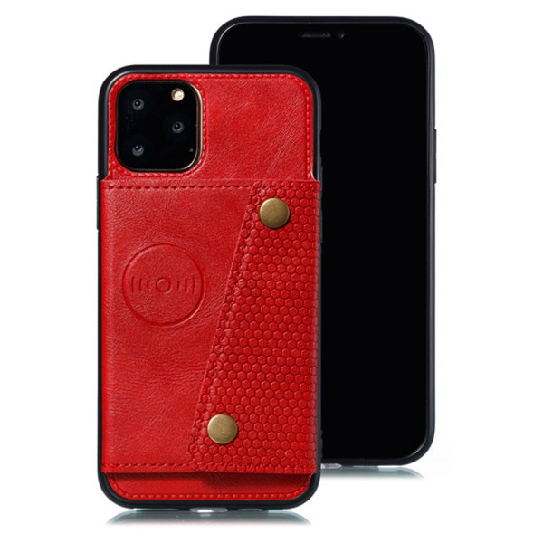 iPhone 11 Pro - Robust kraftig deksel med kortholder Röd