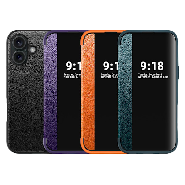 iPhone 16 Fodral - Exklusiv Design med Smart Fönster Grön