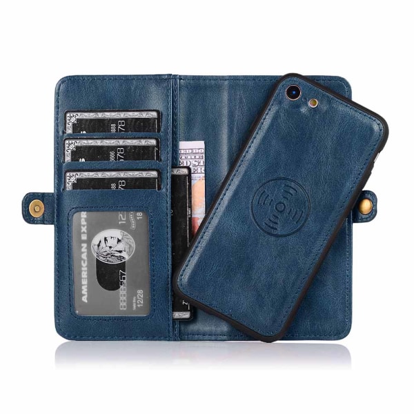 Smart dobbel lommebokdeksel - iPhone 7 Mörkblå