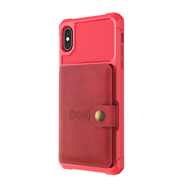 Smidigt Stötdämpande Skal med Kortfack - iPhone X/XS Röd