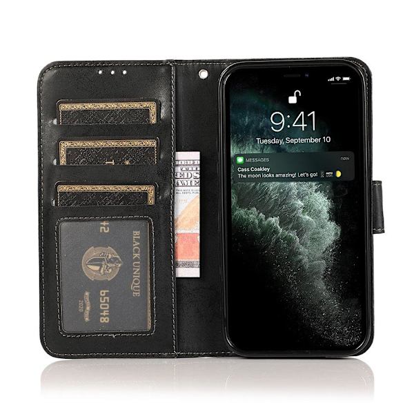 Smidigt Dubbelfunktion Plånboksfodral LEMAN - iPhone 12 Svart