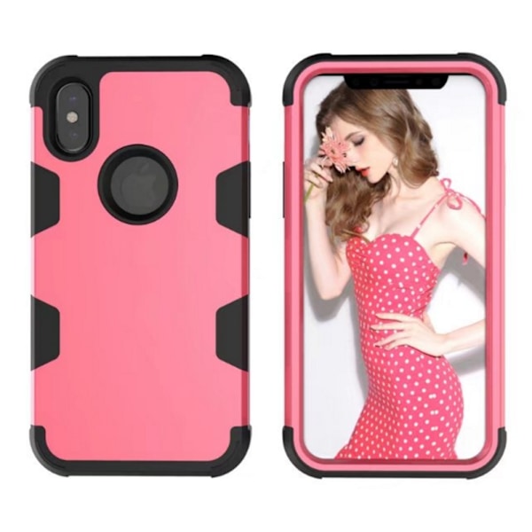 Stilrent Skal (RUGGED ROBOT) till iPhone X/XS Rosa/Svart