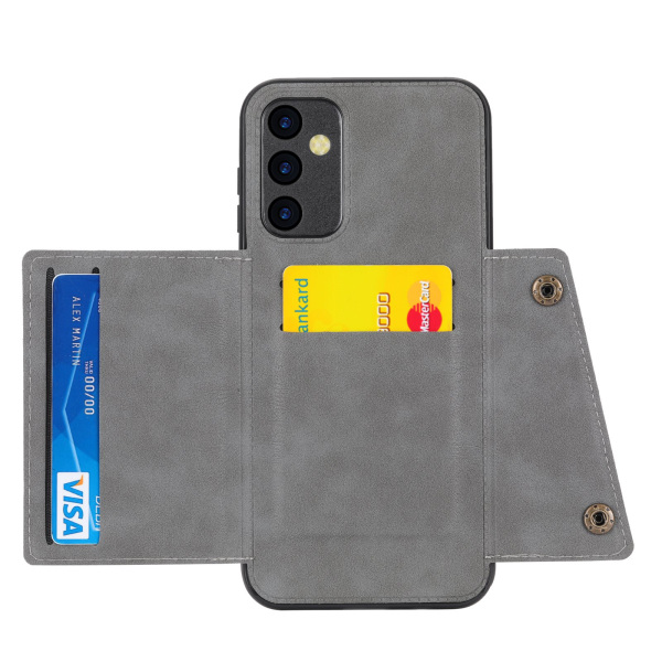 Luksus PC Leather Retro Flip Wallet Case for Galaxy A54 5G Grey