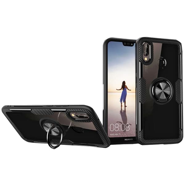 Stötdämpande Skal med Ringhållare - Samsung Galaxy A40 Röd/Silver
