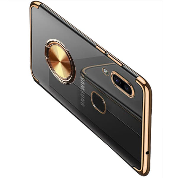 St�td�mpande Silikonskal med Ringh�llare - Samsung Galaxy A20E Svart