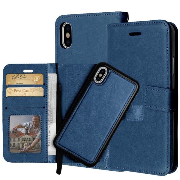 iPhone X/XS - Fodral med plånbok i Retrodesign Svart