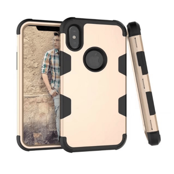 Skyddsskal "Rugged Robot" f�r iPhone X/XS Rosa/Svart