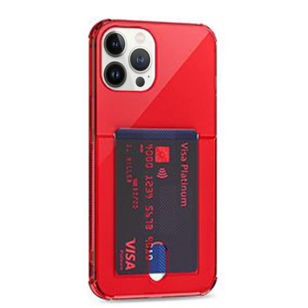 Elegant Skal med Kortfack (Floveme) - iPhone 13 Pro Röd