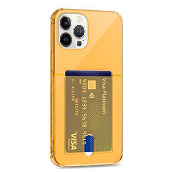 Stötdämpande Silikonskal med Kortfack - iPhone 13 Pro Max Röd