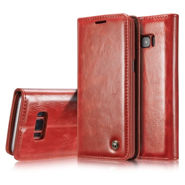 CASEME:n tyylikäs nahkainen lompakkokotelo Galaxy S8+:lle Röd