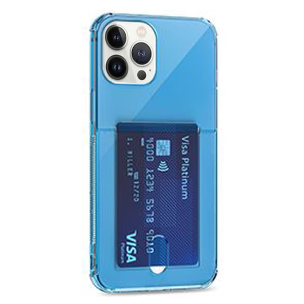 Stötdämpande Silikonskal med Kortfack - iPhone 13 Pro Max Röd