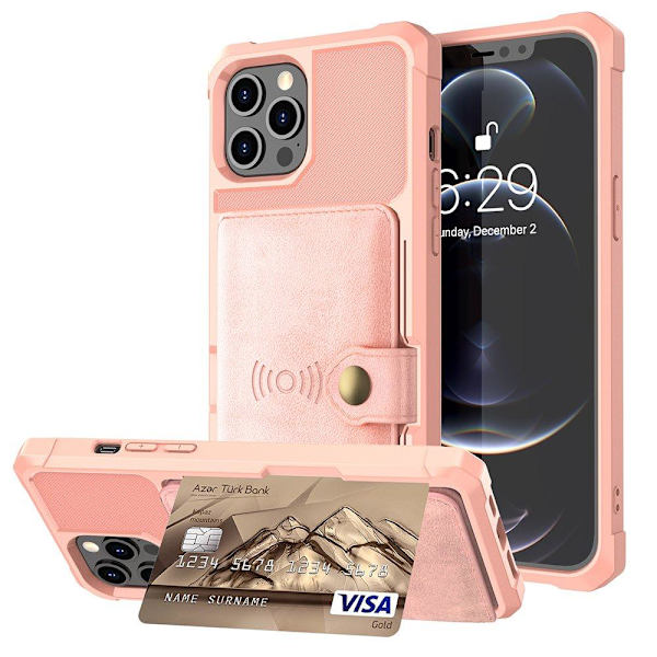 Glat stilfuldt cover med kortrum - iPhone 12 Pro Max Roséguld