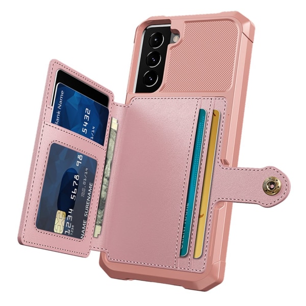 Tyylikäs kansi korttilokerolla - Samsung Galaxy S22 Plus Roséguld