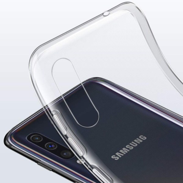 Suojaava käytännöllinen silikonikuori - Samsung Galaxy A50 Transparent/Genomskinlig