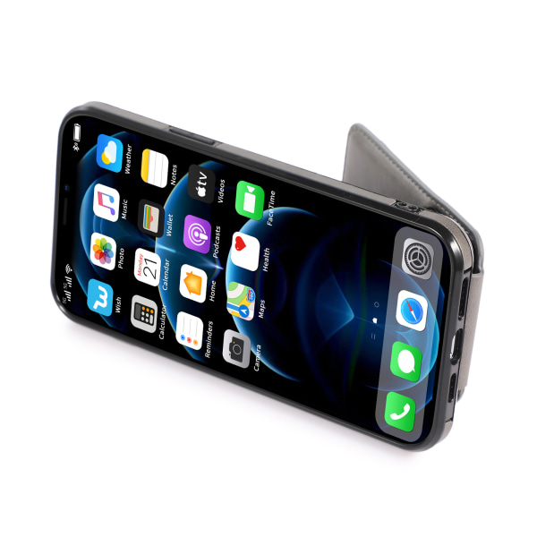 Tyylikäs kansi korttilokerolla - iPhone 14 Pro Mörkbrun