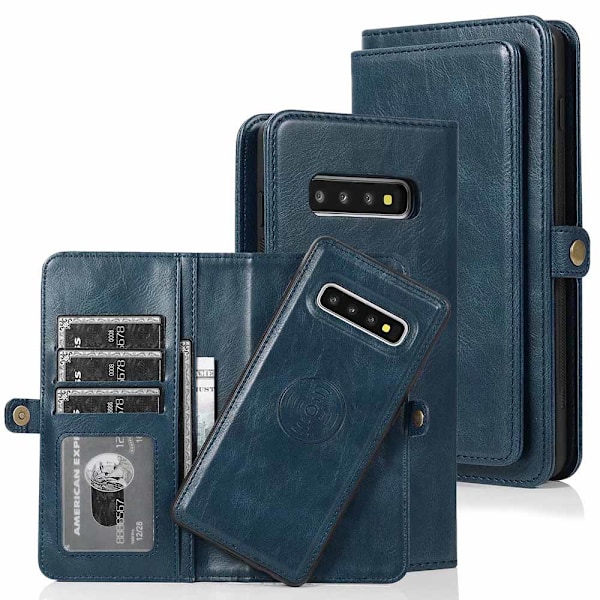 Smooth Double Wallet Case - Samsung Galaxy S10 Plus Mörkblå