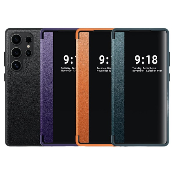 Samsung Galaxy S23 Ultra - Leman Fodral med Smart Fönster Svart