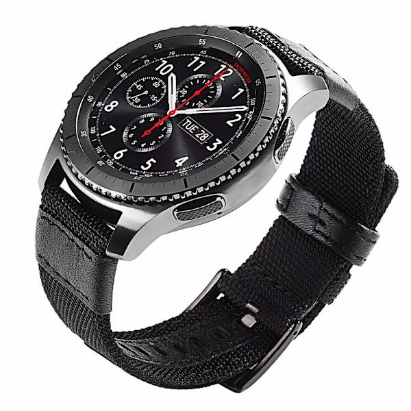 Stilrena Nylonarmband - Samsung Galaxy Watch S3 Frontier Svart 20mm