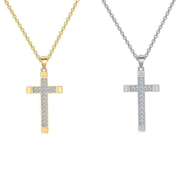 Stilfuld halskæde med kors (guld eller sølv) Silver