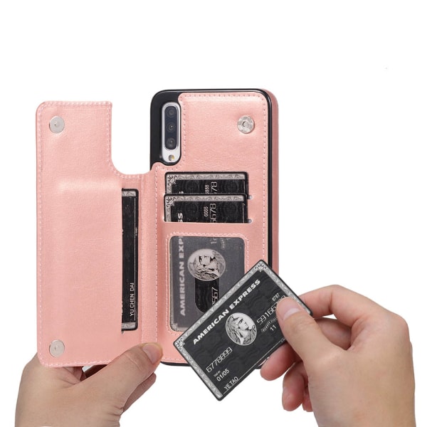 Samsung Galaxy A50 - Tyylikäs kansi korttitelineellä Rosaröd