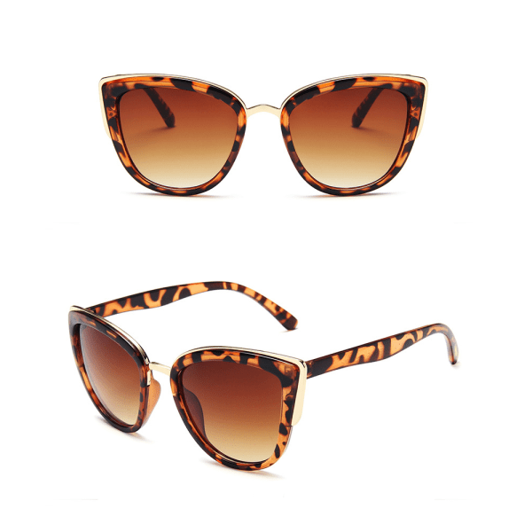 Elegante Cat Eye-solbriller med høj kvalitet og polariseret Leopardmönstrat