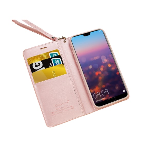 Huawei P20 - Hanmanin PU-nahkainen lompakkokotelo Rosa