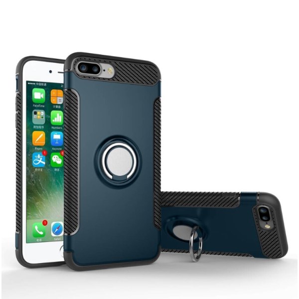 iPhone 8 PLUS - HYBRID Carbon skal med Ringhållare från FLOVEME Blå