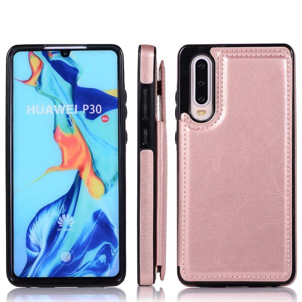 Elegant Smart Skal med Kortfack (NKOBEE) - Huawei P30 Rosa