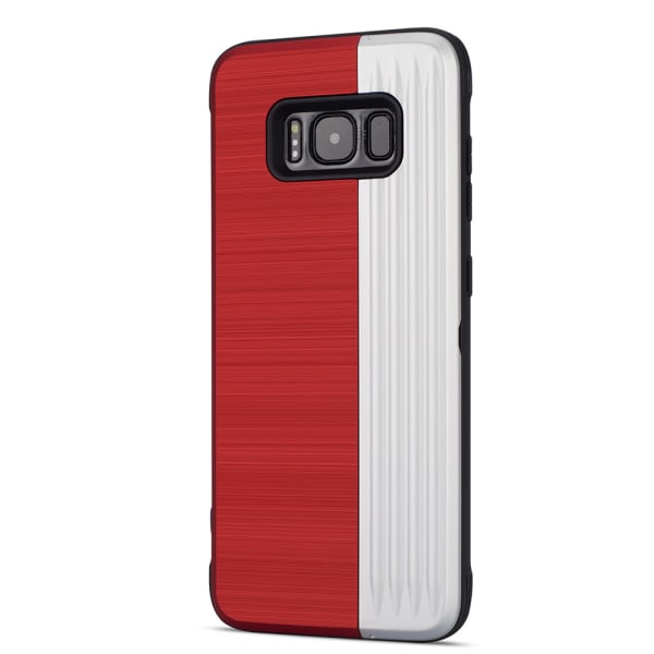 Tyylikäs kansi korttitelineellä Samsung Galaxy S8+ LEMAN -puhelimelle Röd