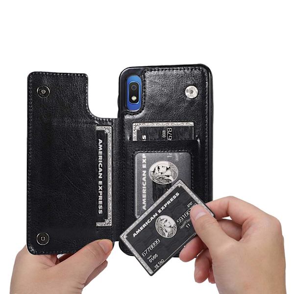 Effektfullt Skal med Korthållare - Samsung Galaxy A10 Svart