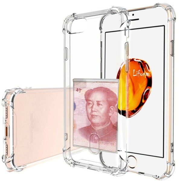 iPhone 6/6S - Kraftfullt Floveme Skal med Kortfack Transparent/Genomskinlig