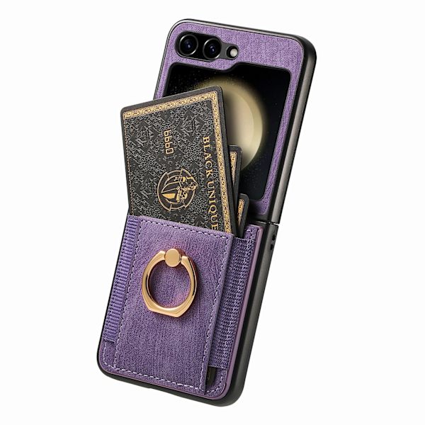 Samsung Galaxy Z Flip 5 - Ringhållare Stötsäkert Korthållarskal Purple