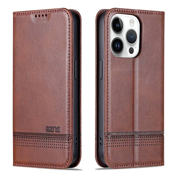 iPhone 15 pro - Pl�nboksfodral 3-kortfack i L�der Black