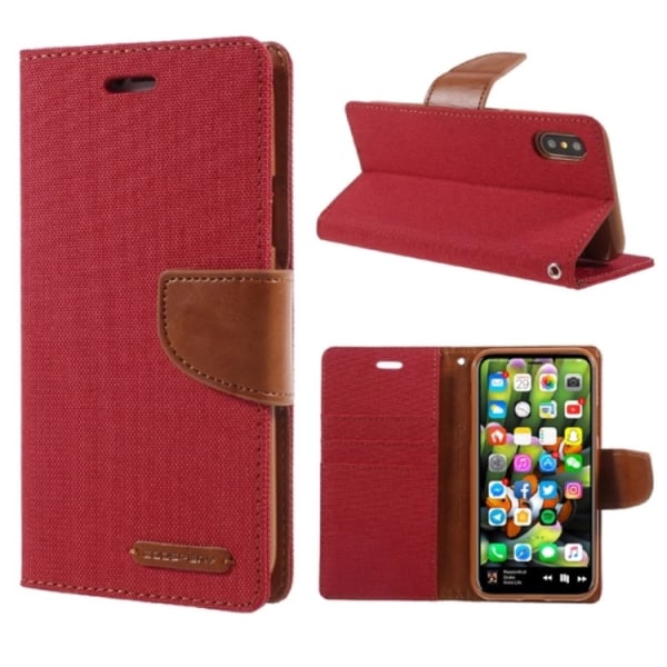 MERCURYn tyylikäs lompakkokotelo iPhone X:lle (ALKUPERÄINEN) Röd