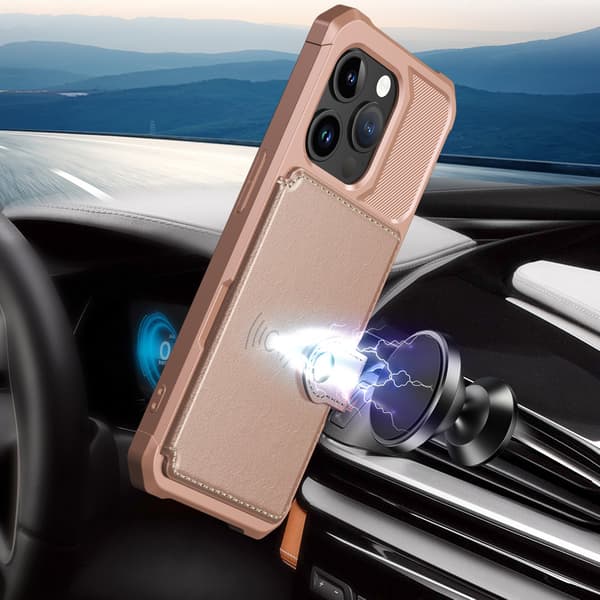 Elegant plånboksfodral i lyxigt PU-läder för iPhone 15 Pro Grön