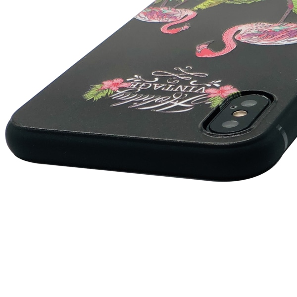 Skyddande Skal av Silikon till iPhone X/XS (BLACK FLAMINGO)