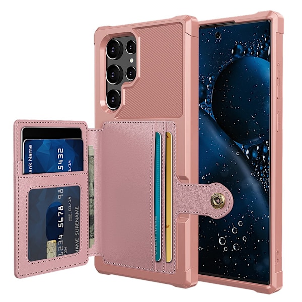 Skal med Kortfack - Samsung Galaxy S23 Ultra Röd