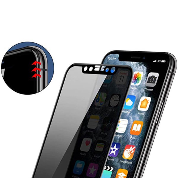 ProGuard iPhone X/XS FullCover Anti-Spy skærmbeskytter 9H Svart