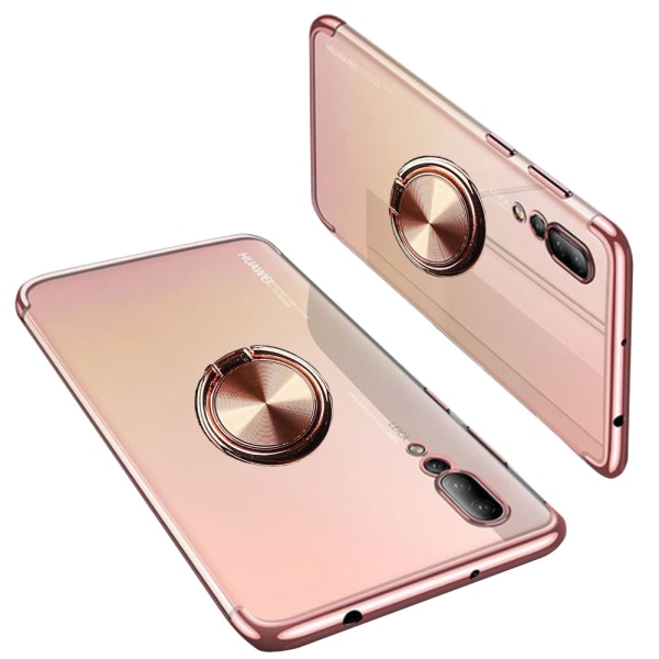 Stötdämpande Silikonskal Ringhållare - Huawei P20 Svart