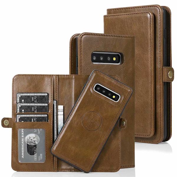 Smooth Double Wallet Case - Samsung Galaxy S10 Plus Brun