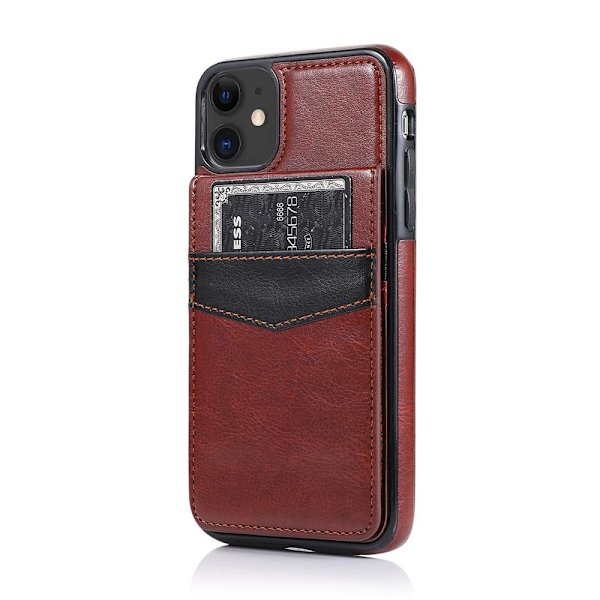 Professionellt Skal med Kortfack (LEMAN) - iPhone 12 Mini Brun