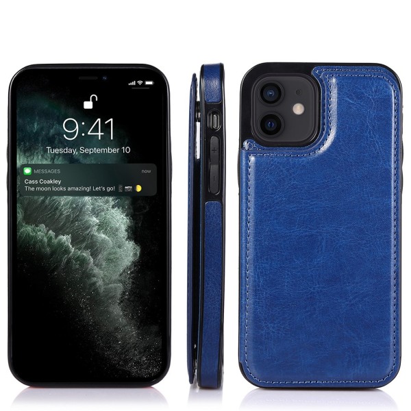 Smart Nkobee Cover med kortrum - iPhone 12 Mini Mörkblå