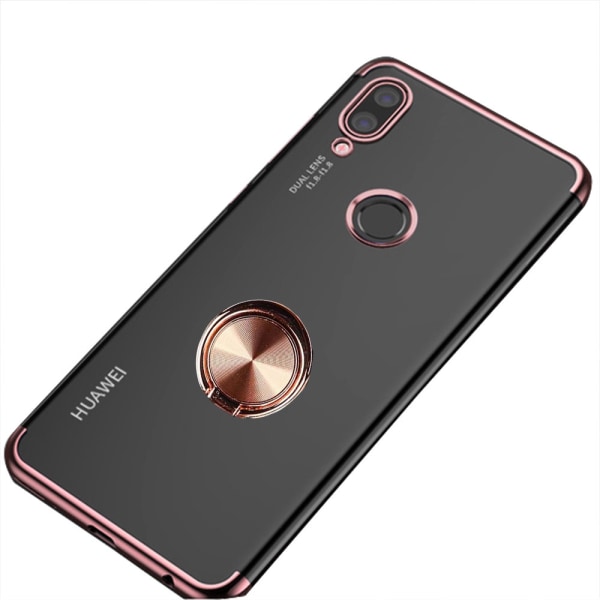 Tyylikäs Floveme-suojus sormustelineellä - Huawei P Smart 2019 Roséguld