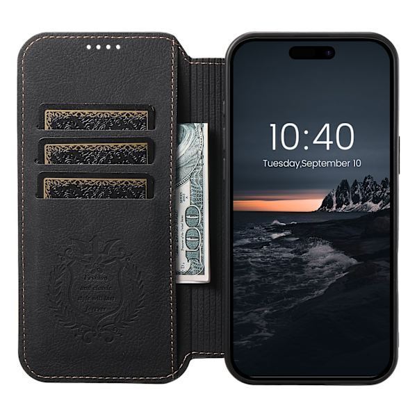 iPhone 16 Pro Plånboksfodral - Stilren & Praktisk Design Mörkbrun