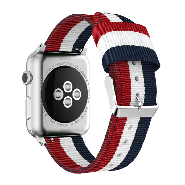 Apple Watch 44mm - Ainutlaatuinen rannerengas kudottua nailonia Blå/Vit/Röd