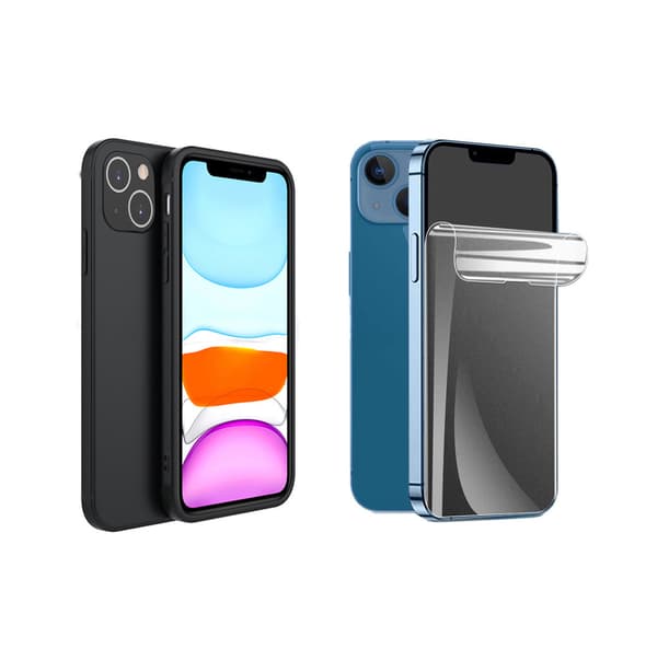 Mattbehandlat Tunt Skal & Hydrogel Skärmskydd iPhone 14 Plus Svart