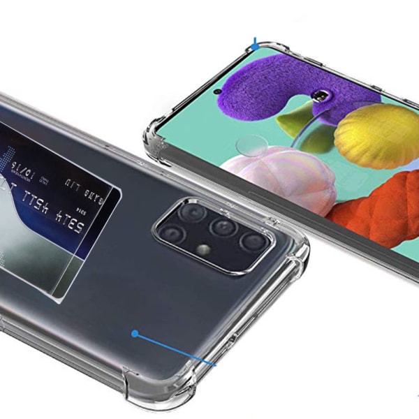 Samsung Galaxy A71 - Beskyttelsescover med kortholder Transparent/Genomskinlig