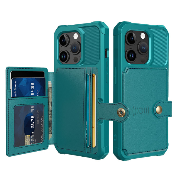 Elegant plånboksfodral i lyxigt PU-läder för iPhone 15 Pro Max Grön