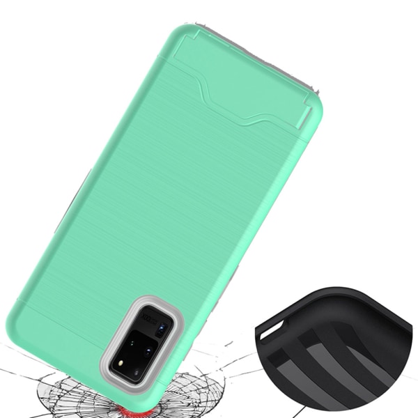 Samsung Galaxy S20 Ultra - Kraftfullt Skal med Korthållare Grön
