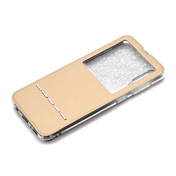 Elegant Fodral Svarsfunktion och Fönster - Samsung Galaxy A50 Guld